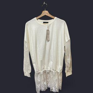 Mustard seed top with lace sleeve size medium